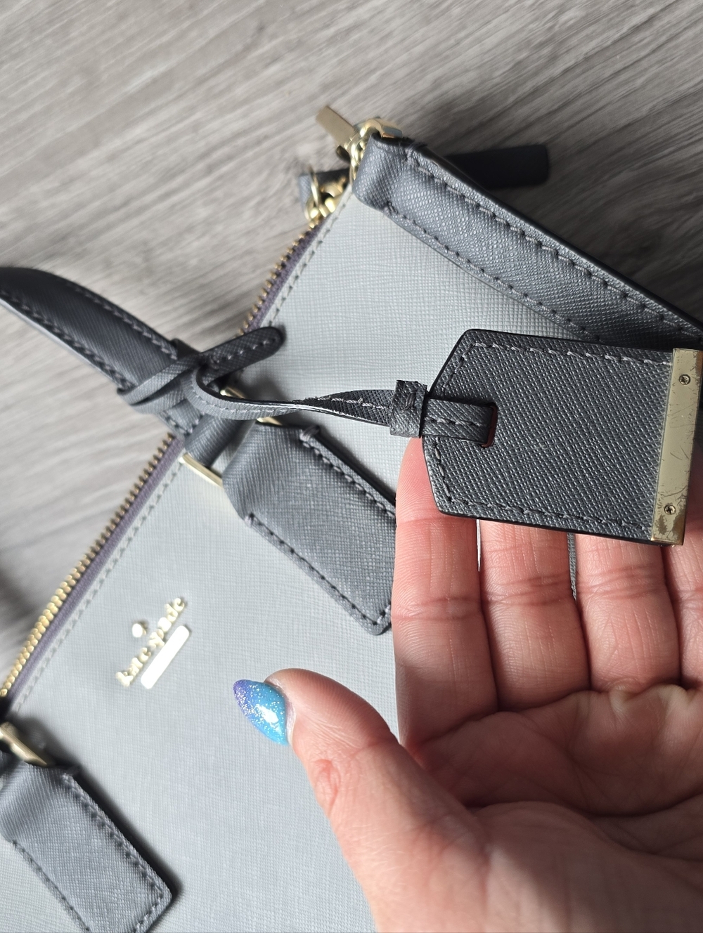 KATE SPADE Two-Tone Gray and Black Satchel Purse Handbag Monochrome - Picture 8 of 16